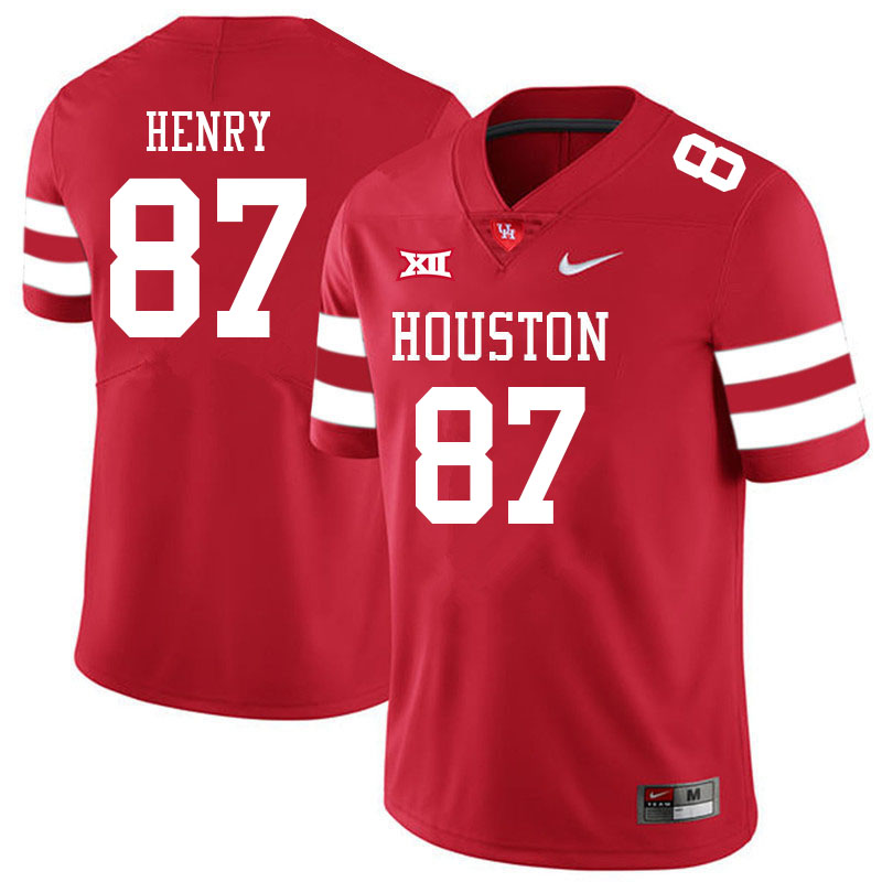 Men #87 Bryan Henry Houston Cougars College Big 12 Conference Football Jerseys Sale-Red - Click Image to Close